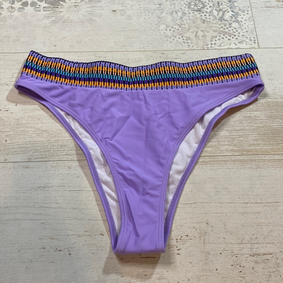 SHEIN Purple Pattern High Waisted Bikini Bottoms - Picture 1 of 10